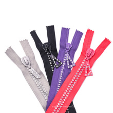 #10 Plastic zipper New Design Acrylic Diamond Rhinestone Zipper open end